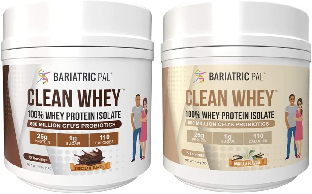 BariatricPal Clean Whey Protein (25g) mit Probiotika - Chocolate & Vanilla Variety Pack