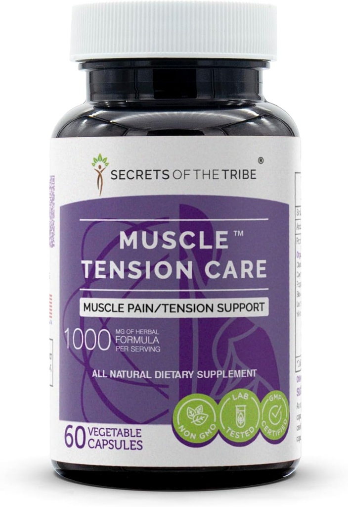 Secrets of the Tribe - Muscle Tension Care, Muscle Pain/Tension Support, Herbal Supplement Blend (60 Kapseln)