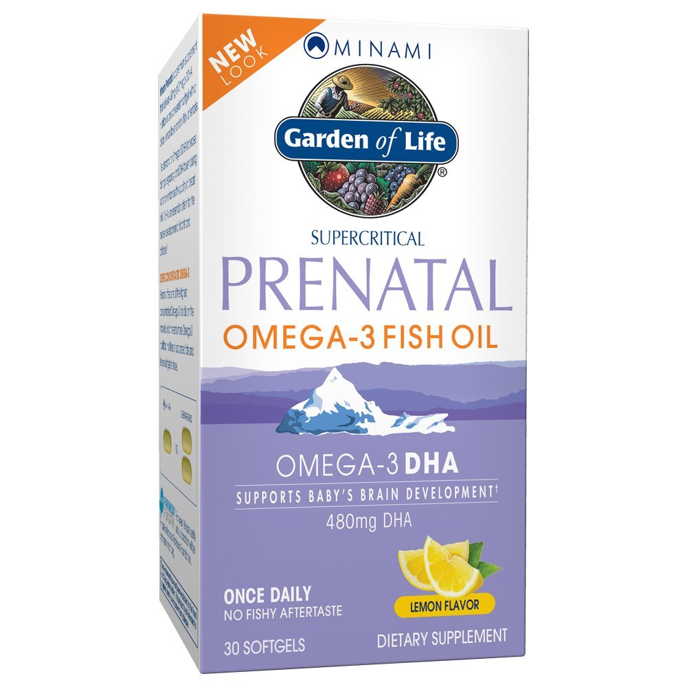Garten des Lebens Prenatal DHA Omega 3 Fischöl Supplement - Minami Natural Prenatal, Zitronen, 30 Softgels