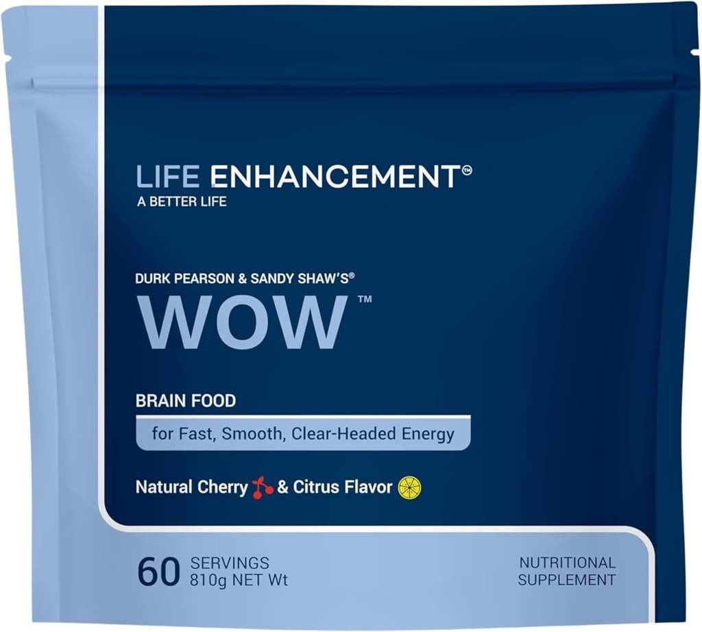 Lebensverbesserung Wow-Getränk-Pulver mit B12, Niacin, Koffein, Taurin, Phenylalanin, Vitamin C, & More Multivitamin - Anti-Aging-Pulver mit Low-Calorie Brain Boost - 60 Servierungen