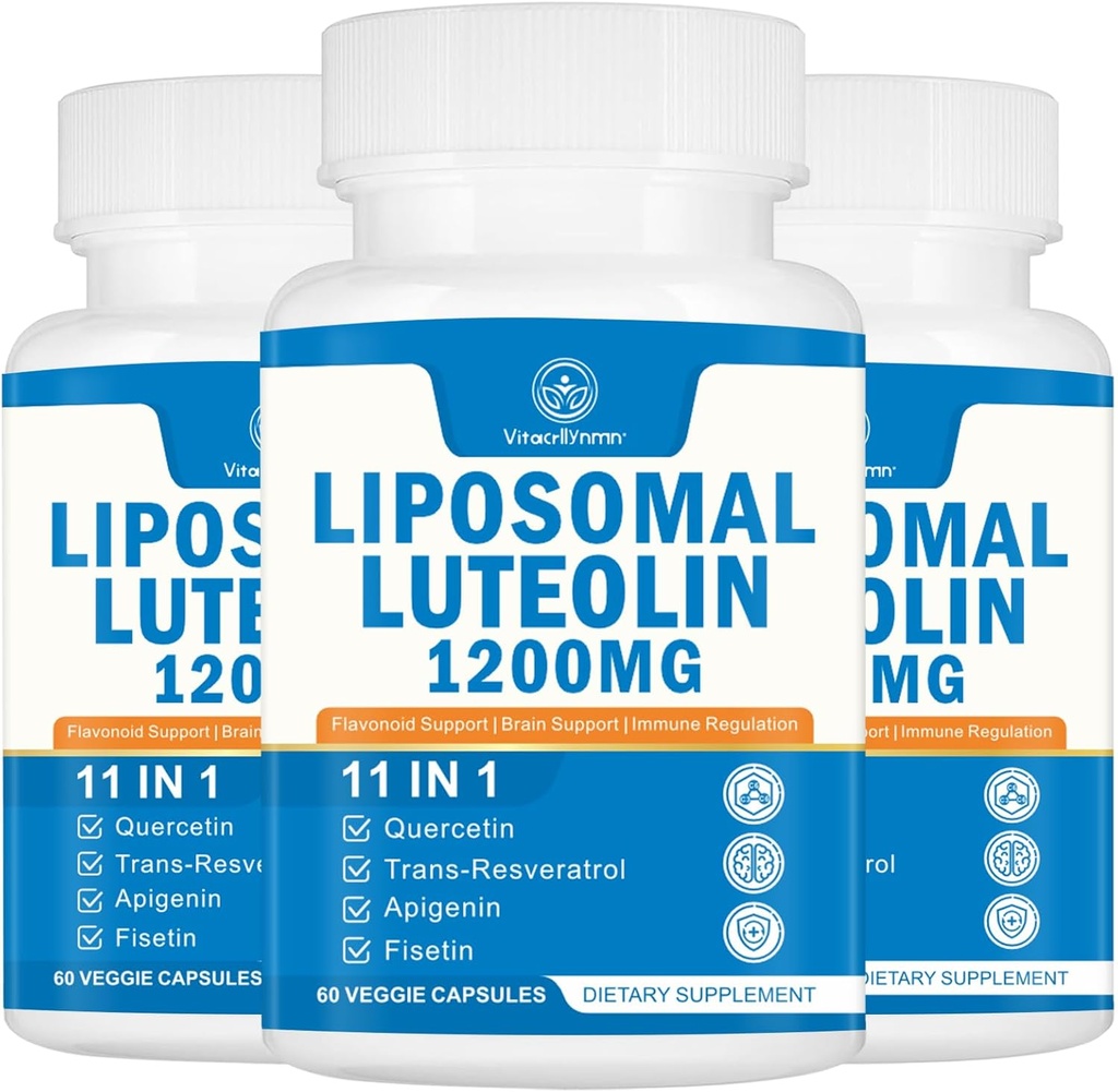 1200MG Liposomal Luteolin-Ergänzung - Maximale Absorption, Antioxidant-Boost für die Gehirn 180 Kapseln