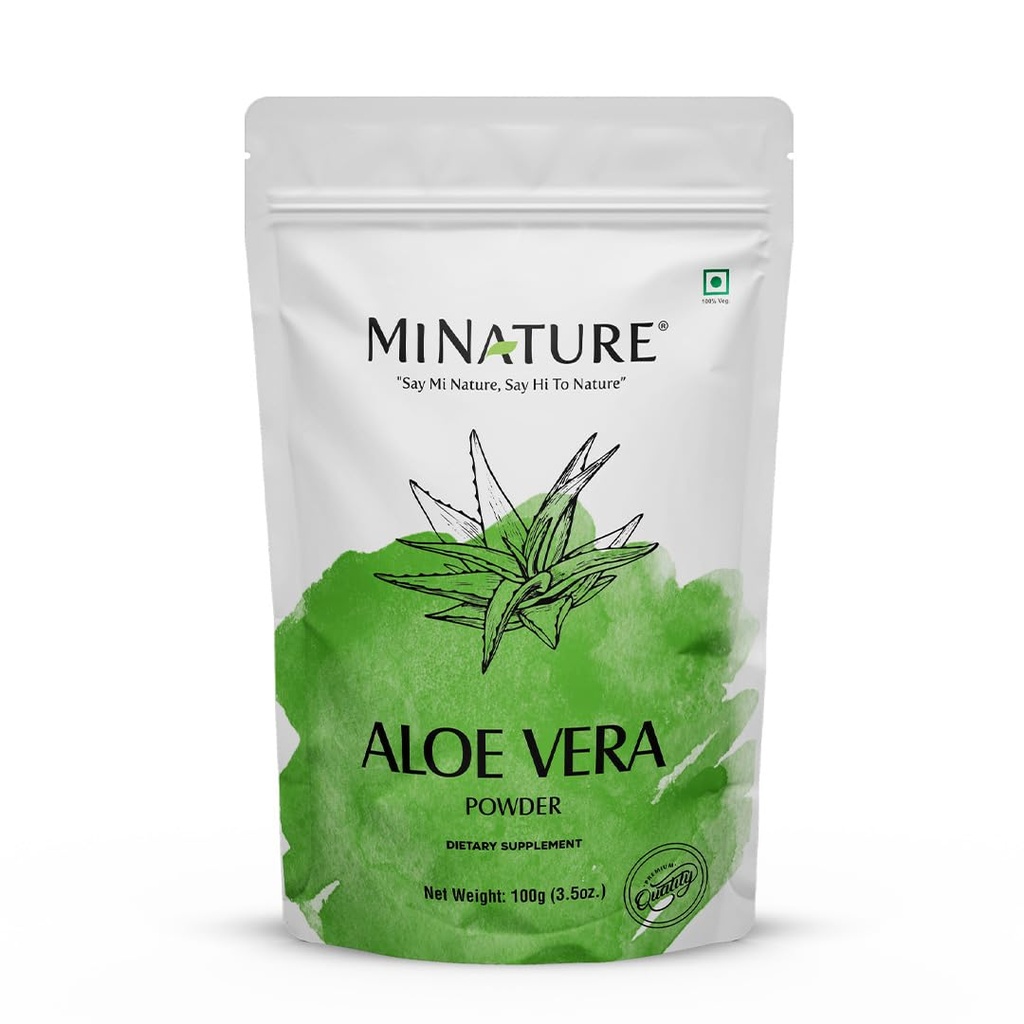 Mi Nature 100% Aloevera Powder (Aloe Barbadenis) 100g (3.5 oz)| Reines Aloe Vera Blattpulver | DIY für Haut, Gesundheit & Haar
