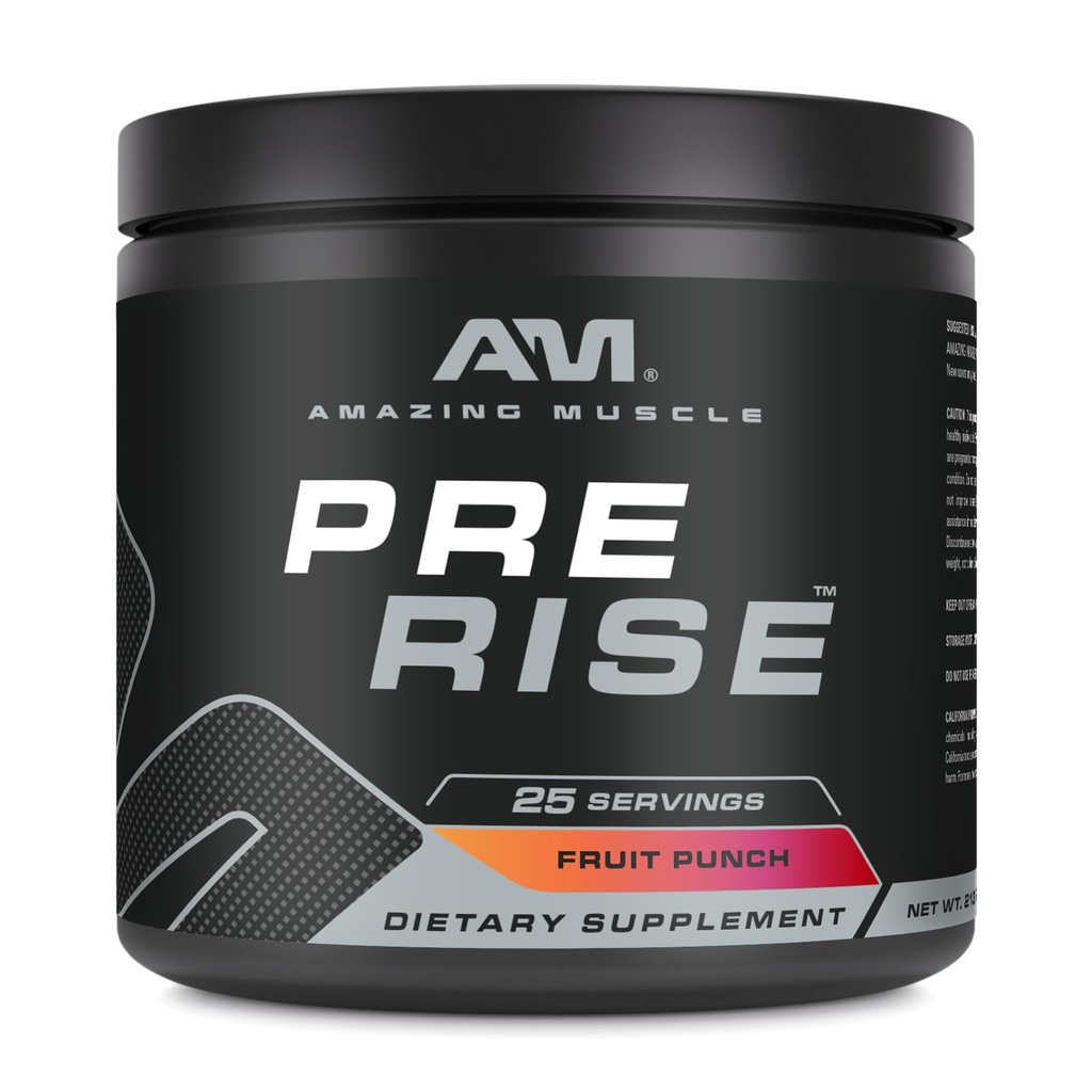 Erstaunliche Muskel Pre Rise | Pre-Workout Powder Supplement mit Koffein & Beta-Alanin für Männer & Frauen | 25 Servierungen (25 Servierungen, Obst-Punch)