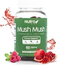 Lions Mane Supplement - Mushroom Gummies - Mush Mush Genius Mushrooms Magic Mind - Fördert den Fokus mit L-Theanine & Lions Mane - Raspberry & Pomegranate Flavor für Perk Energy - 60 Gummis