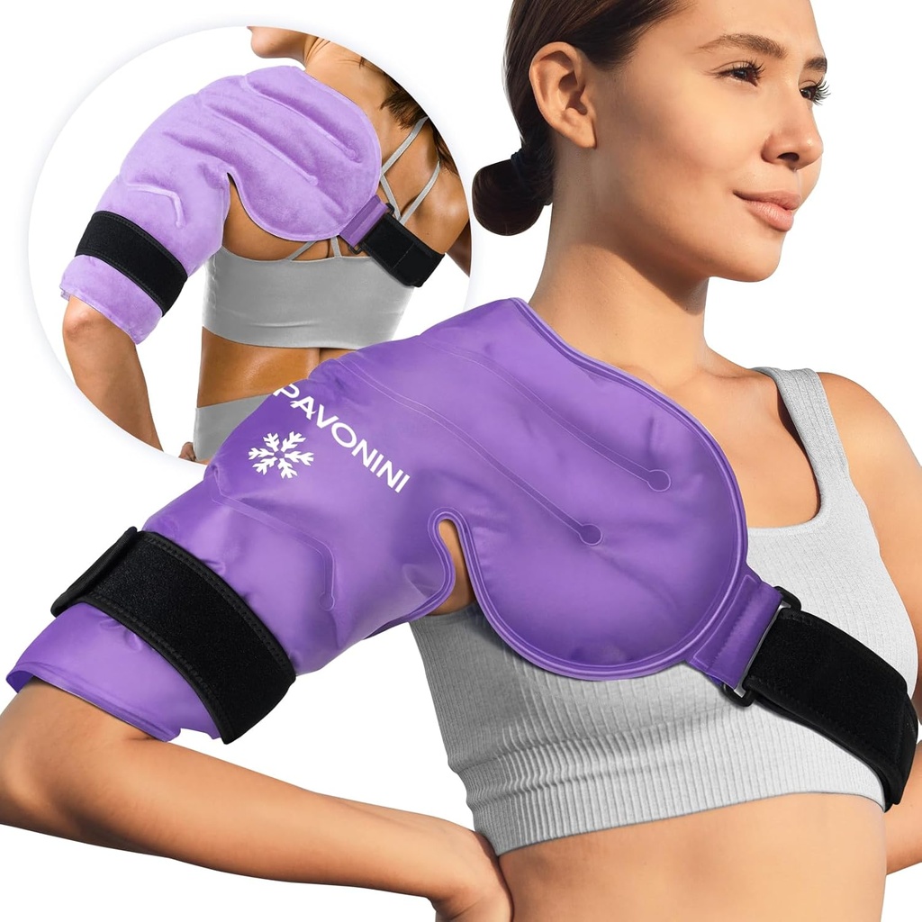 KingPavonini Schulter Ice Pack Rotator Manschette Kalte Therapie, Wiederverwendbares Gel Ice Pack für Schulterverletzungen, Schmerzlinderung, Schwellung, Schulterchirurgie, Tendonitis, Bursitis, Lila, Medium Size