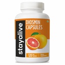 STAY ALIVE Pure Diosmin Complex 1000mg Formel, 120 Kapseln, Citrus Bioflavonoids Rich Fruit Extract, 2 Monate Versorgung, 100% Vegetarisch, Non-GMO & Gluten Free Diosmin Supplement