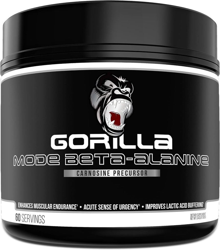 Gorilla Mind Beta-Alanine Carnosine Precursor, Verbesserte Muskelausdauer, 3.2 Gramm pro Servieren