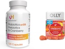 vH essentials Probiotics mit Präbiotika und Cranberry Feminine Health Capsules Bundle mit OLLY Probiotic + Prebiotic Gummy Digestive und Gut Health Kaubare Ergänzung