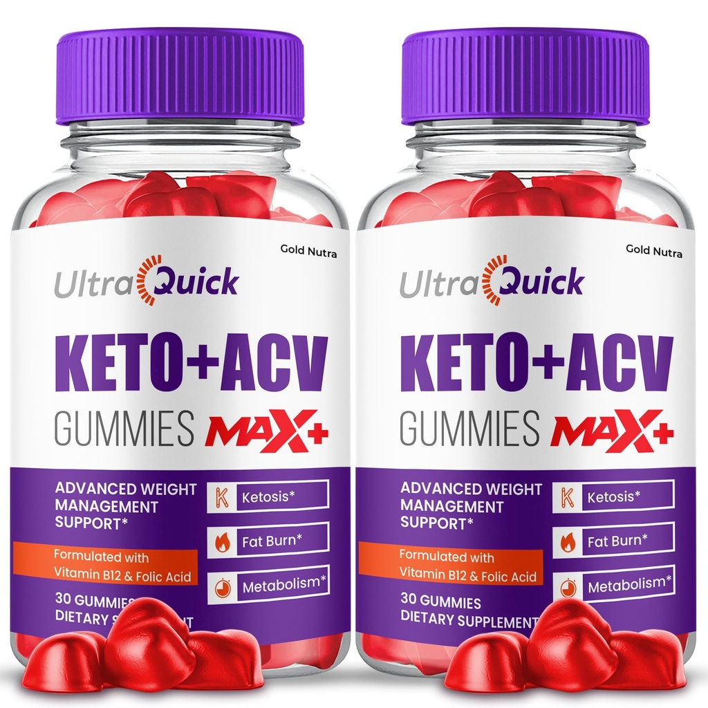 (2 Pack) UltraQuick Max+ ACV Gummis, Höhere Potenz, Offizielle Ultra Quick Max+ Gummis, 2X Stronger Apple Cider Essig Gummy, 2 Monate Versorgung