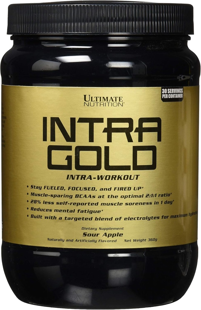 Ultimate Nutrition Intra Gold Workout Energy Supplement - Mischung von Elektrolyten mit Carnitin, Ornithin und Aspartate, 30 Servierungen, Sour Apple