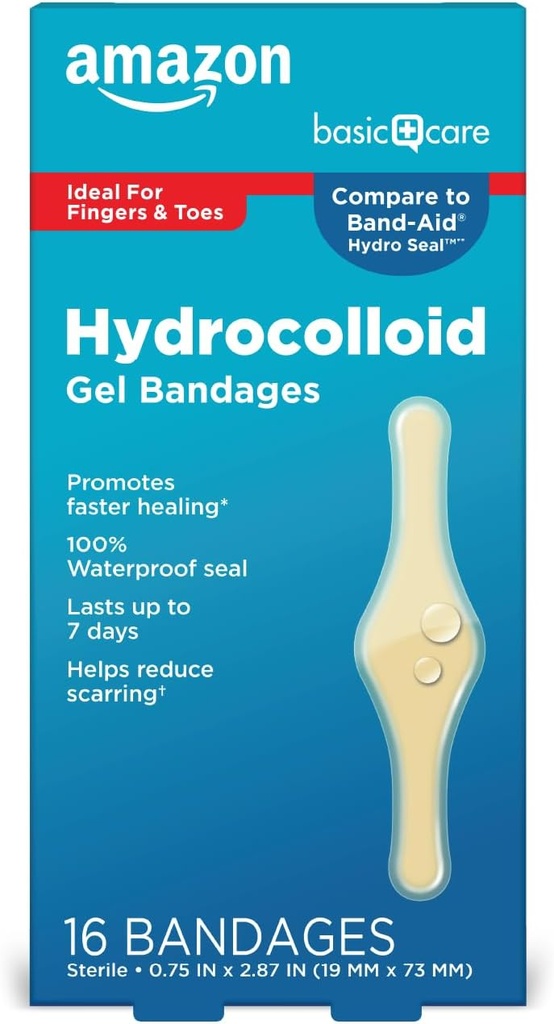 Basic Care Advanced Fast Healing Hydrokolloid Gel Bandagen, Finger & Zehen, 16 ct