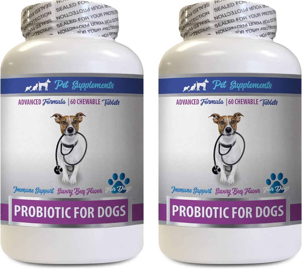 Anti Durchfall Pillen für Hunde - PROBIOTICS für Hunde - Gesundes Gut - Stoppen Gas Durchfall und Bad Breath - Verdauungsstärke - Hunde-Probiotika-Packets - 2 Flaschen (120 Bäume)