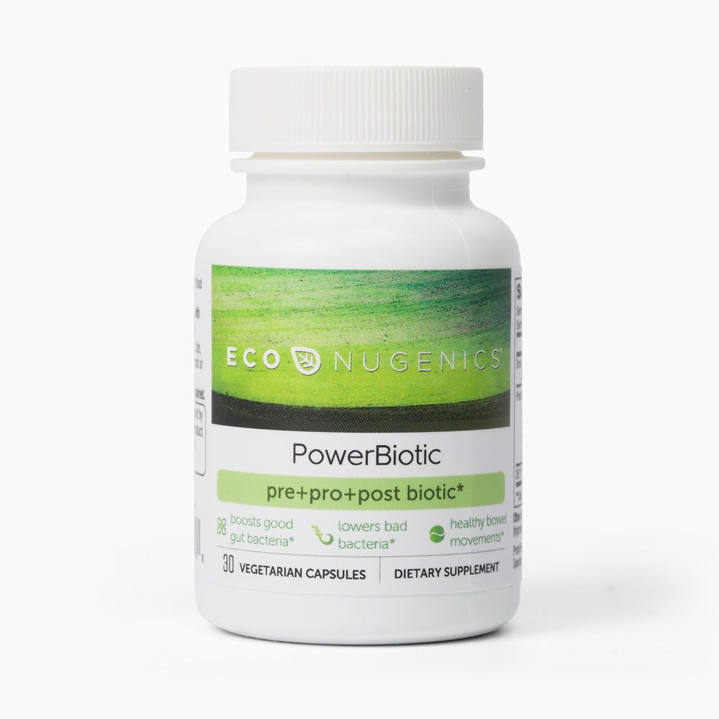 EcoNugenics PowerBiotic: Präbiotikum, Probiotikum & Postbiotikum für Männer & Frauen – 30 Kapseln (1 Täglich) – Unterstützt Verdauungs-Gesundheit, Gutreiniger, Verstopfungsentlastung, Immunfunktion