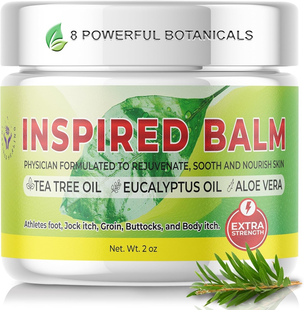 Extra Stärke Teebaum Balsam für Haut - Athleten Fußcreme - Jock Itch Cream für Herren & Frauen - Ringworm Cream - Ideal für juckende, trockene Haut - Fast Acting Physician Formulated Teebaum Fußcreme (2oz)