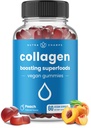 NutraChamps Collagen Boosting Gummis, Collagen Booster Gummy für natürliche Kollagenproduktion, Vegan Pectin Ergänzungen Chews für Frauen & Männer, 60 Peach Vitamins Gummis