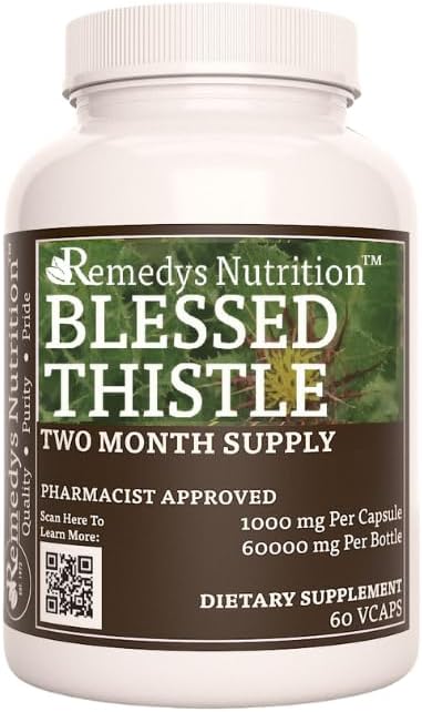 Remedy's Nutrition Blessed Thistle | 1.000 mg, 60 Vegan Kapseln pflanzliche Nahrungsergänzung | Zwei Monate Versorgung