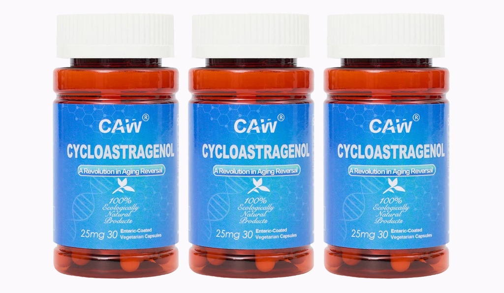 CAW Hypersorption Cycloastragenol | Telomere Support Anti-Aging | Cell Health Immune Booster | 25Mg 30Enteric-Coated Kapseln 3 Flaschen