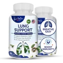 Lung Support Nahrungsergänzungsmittel Kräuter Atmung Unterstützung 10 Wirkstoffe Original Formel für Lung Health Lung Cleanse Formel Ergänzung für Bronchial System 60 Kapseln Non GMO