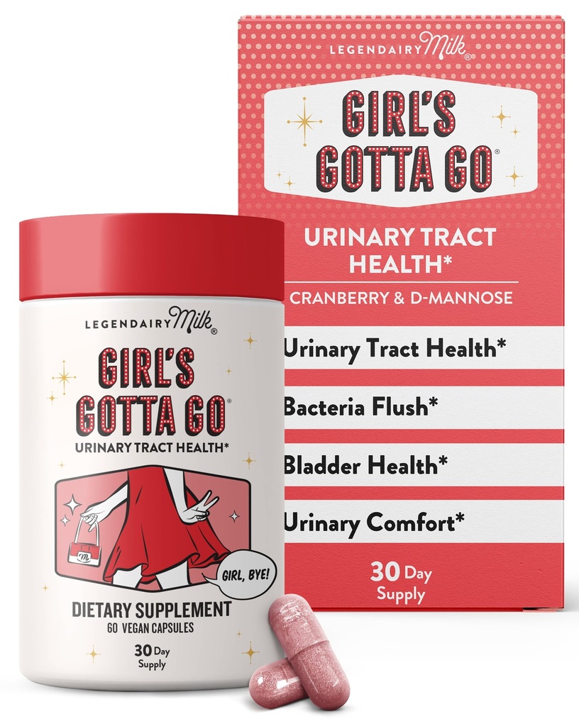 Legendairy Milk Girl’s Gotta GoTM - UTI Support Supplement - Urinary Tract Health for Women - UTI Relief für Frauen mit Sugar-Free Cranberry und D-Mannose, 30 Servietten