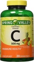 Spring Valley - Vitamin C Multiple Fruit Flavors 500 mg, 200 Kautabletten (2 Pack) + 1 Mini Travel Pill Container mit Schlüsselanhänger (Farben Mai Vary)