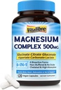 Magnesium Complex 500mg, 6 in 1 Chelat Magnesium Glycinat, Citrat, Aspartat, Gluconate, Carbonate & Lactate, Max Absorptionsergänzung für Schlaf & Kalorien, 120 Vegan Caps, No Magnesio Oxid