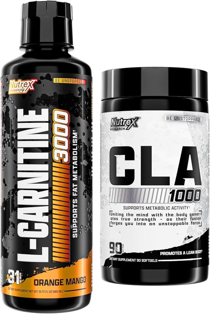Nutrex Research Liquid Carnitine 3000 - CLA 90 Soft Gels - 1000mg Konjugierte Linoleic Acid Active Blend aus Safflower Oil