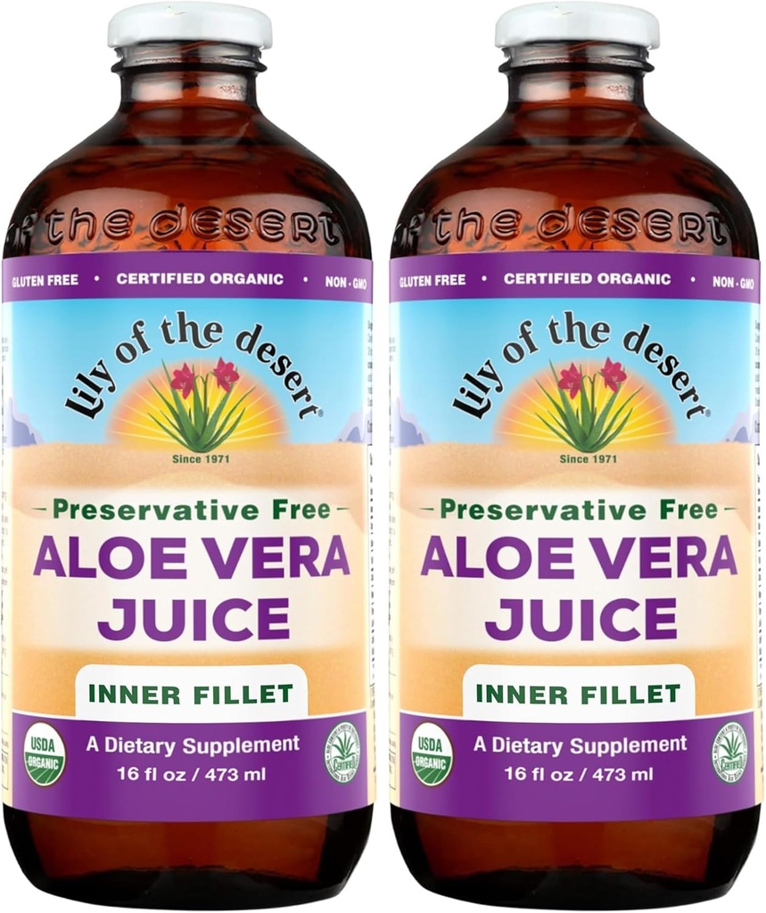 Lily Of The Desert Organic Aloe Vera Juice, Inner Fillet, 16 Fluid Unze (Pack von 2)