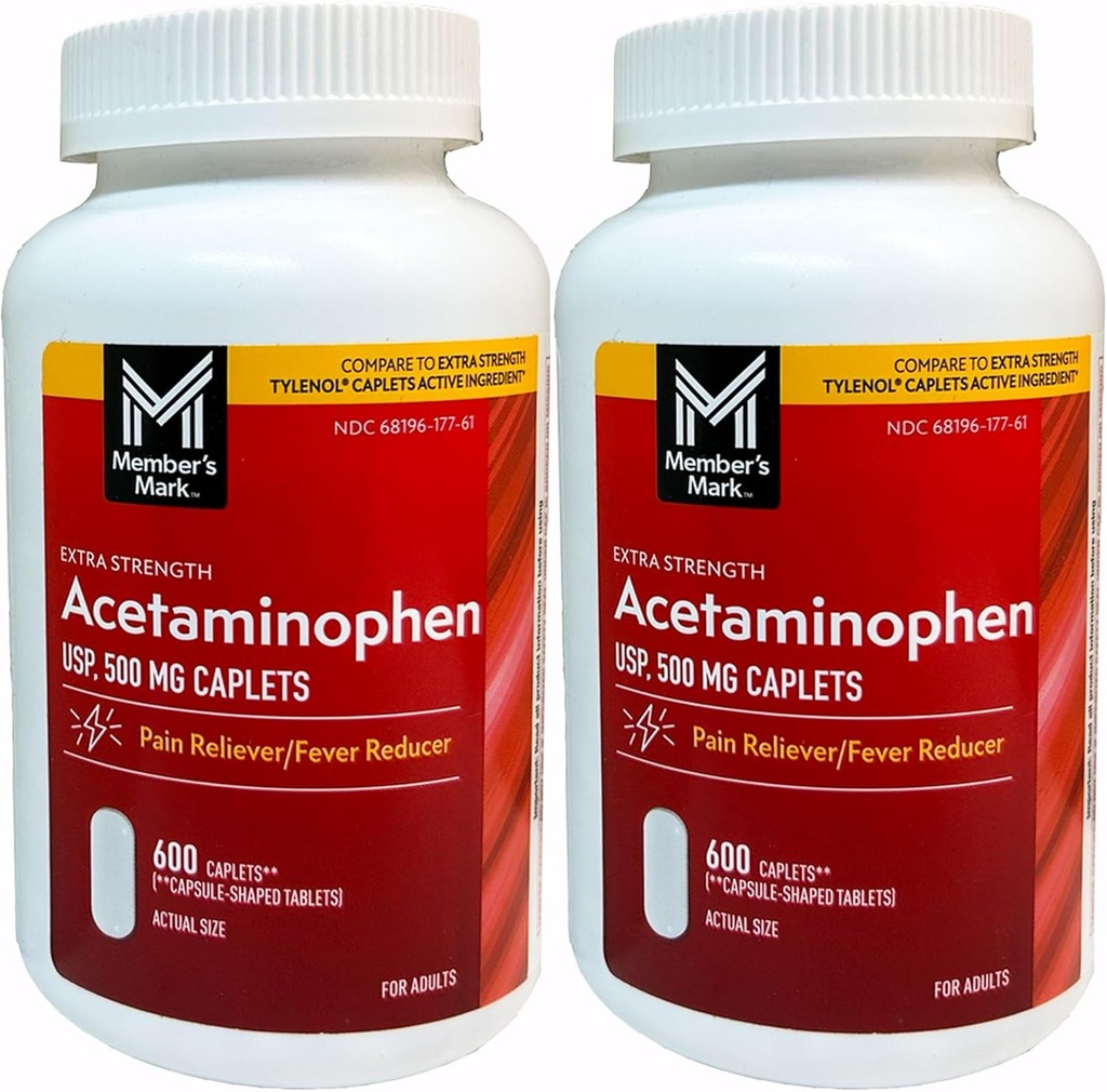 Mark 500mg Extra Strength Acetaminophen MegaSize 2Pack (600 Count Every) 7hm2Dcs