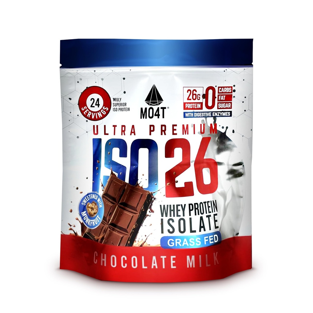 ISO26 Gras Fed Whey Protein Isolate ohne künstliche Süßungsmittel. Natürlich mit Monk Frucht, 1,6 Pfund, 24 Portionen, Schokolade Milch.