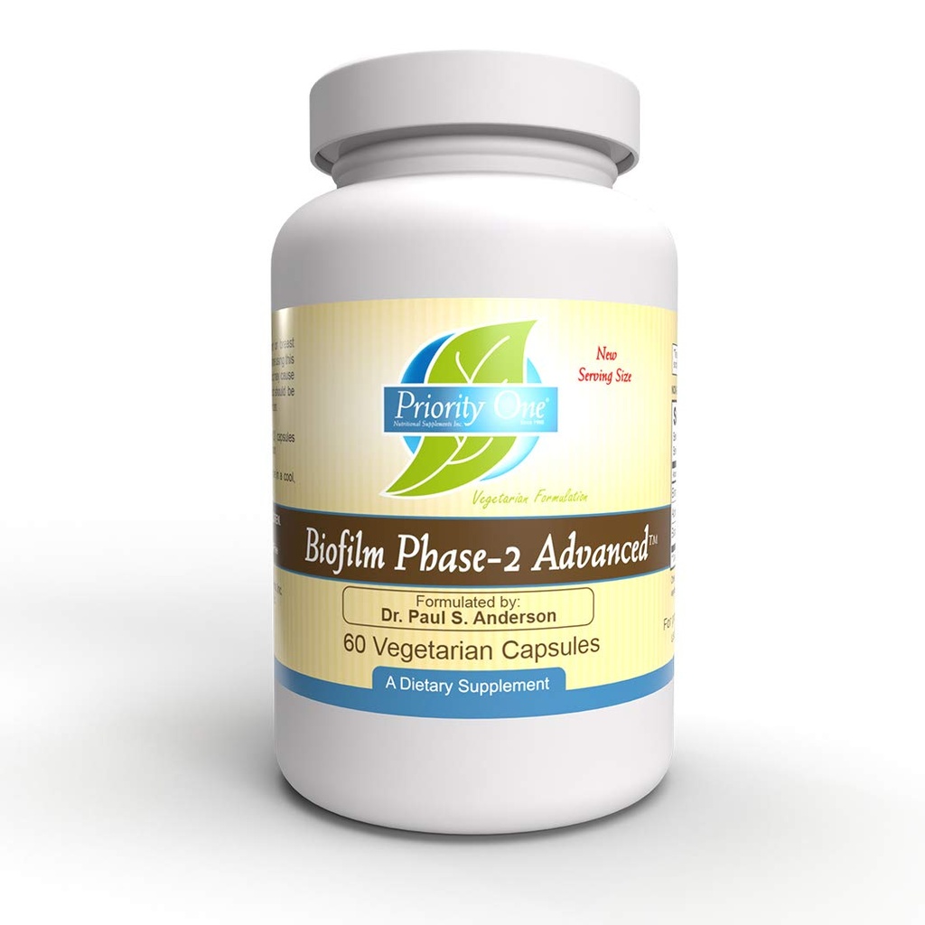Priority One Vitamins Biofilm Phase-2 Advanced 60 Vegetarian Capsules Exclusively formulated by: Dr. Paul S. Anderson - Disruption of Advanced biofilms*
