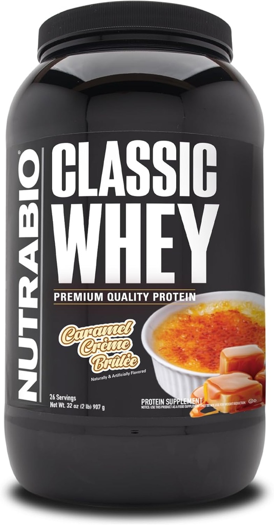 NutraBio Classic Whey Protein Powder- 25G Protein Per Scoop - keine Füllstoffe, Künstliche Farben, Konservierungsstoffe - Caramel Creme Brulee, 2 Pounds