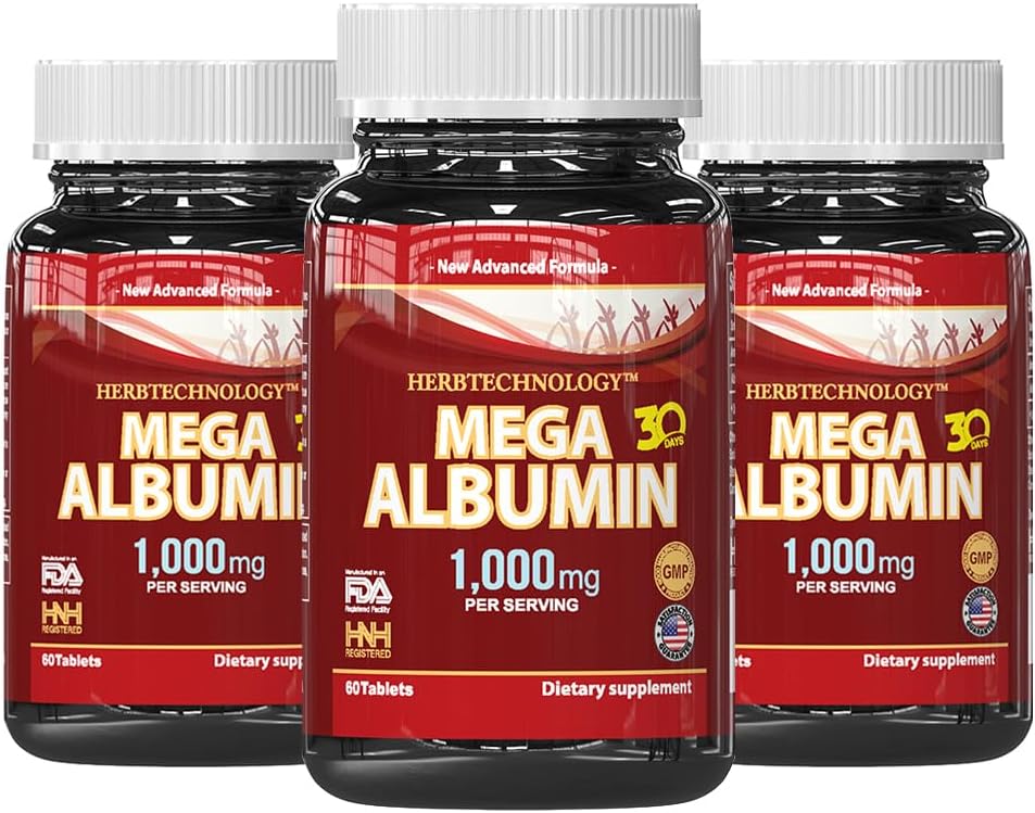 Dr.K&C HNHusa Mega Albumin Protein 1000mg 180 Tablets Healthy Kidney Liver Function Wellness Gesamtgesundheit Unterstützung Energie Lebensbilanz Supplement 60tabs 3pk