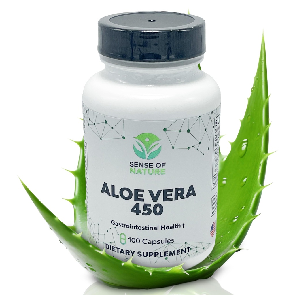 Aloe Vera 450 Kapseln Organic | Non-GMO Aloe Vera Pillen | Hergestellt mit USDA Organic Aloe Vera Ergänzungen | Verdauungs- & Joint Support Supplement
