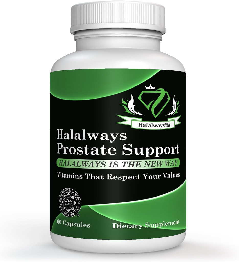 Halalways Prostata Support Zertifizierte Halal Supplement (Saw Palmetto, Plant Sterol Complex, Selen,Pygeum africanum Bark Powder)