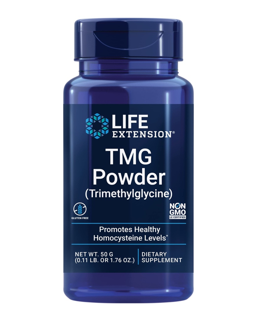 Life Extension TMG Powder – Trimethylglycine – Helps Maintain Normal Homocysteine Levels, Heart Health – Gluten-Free, Non-GMO, Vegetarian – Net Wt. 50 g (0.11 lb. or 1.76 oz.)