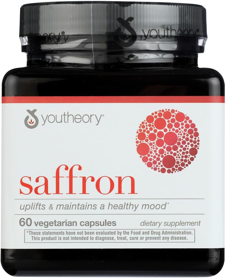 Youtheory Saffron Advanced Dietary Supplement, Erhöht Stimmung & Mental Fokus, 60 Kapseln