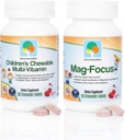 Raise Them Well Mag Focus | Maganesium Citrate & B-6 für Kinder| Natürliche Erdbeeren Flavored Magnesium Focus Supplements und große Verkostung Kaubare Multivitamin für Kinder Bundle