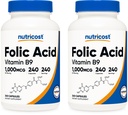 Nutricost Folic Acid (Vitamin B9) 1000 mcg, 240 Kapseln (2 Flaschen)