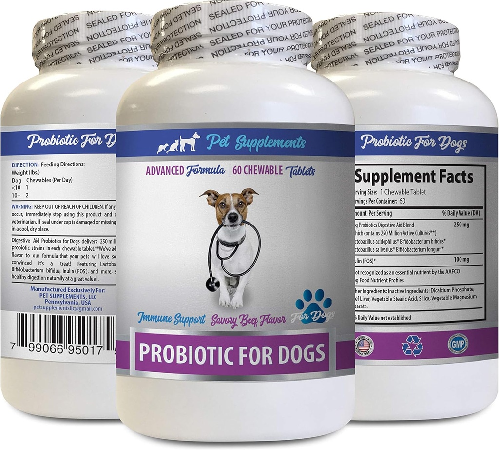Oral Care for Dogs Bad Breath - PROBIOTICS für Hunde - Gesundes Gut - Stop Gas Durchfall und Bad Breath - Digestive Boost - Dog Probiotics Diarrhea - 1 Flasche (60 Bäume)