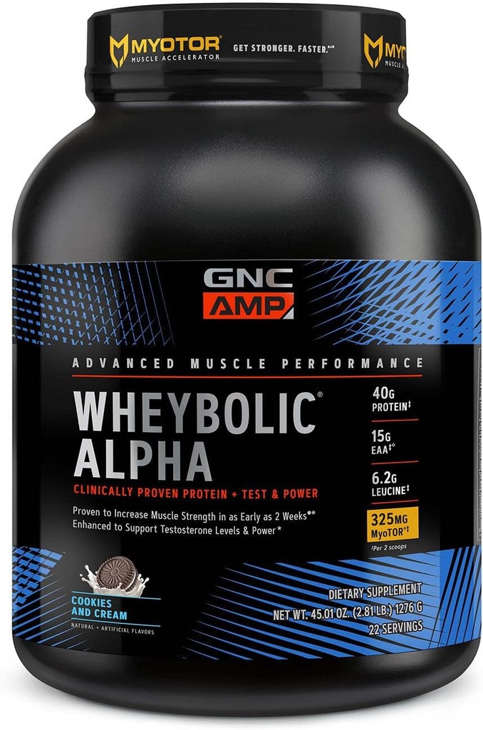 GNC AMP Wheybolic Alpha mit MyoTOR- Cookies und Creme (22 Portionen)
