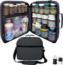 Extra-Large Pill Bottle Organizer, Medizinbeutel, Träger für Medikamente, Vitamine und medizinische Versorgung - Modulare Reisemedizin Organizer und Home Storage Med Bag - Dark Gray (mit Schloss)