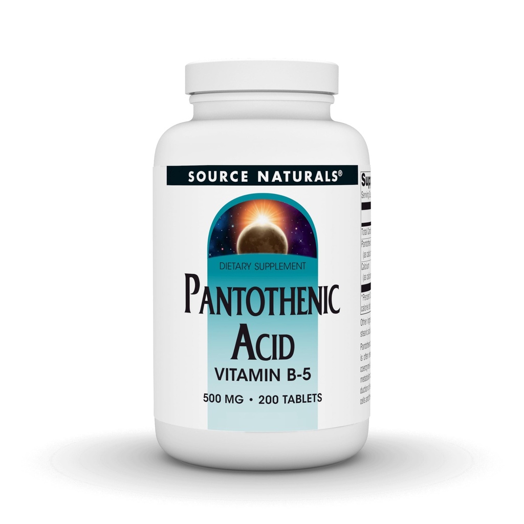 Quelle Naturals Pantothensäure 500 mg Vitamin B-5 Nahrungsergänzung - 200 Tabletten