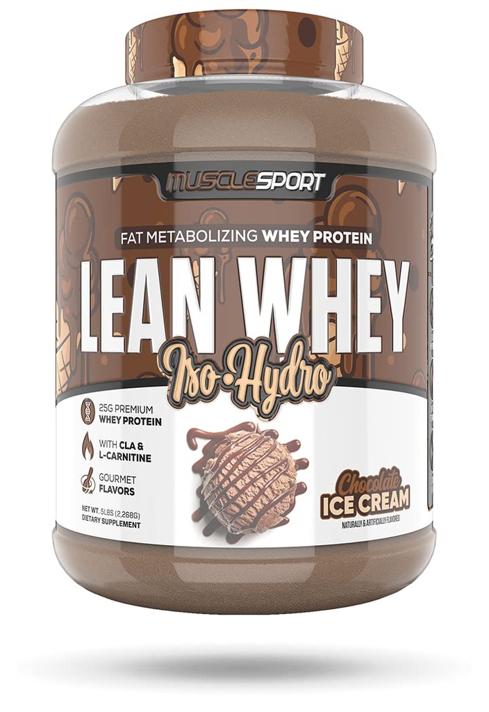 Musclesport Lean Whey RevolutionTM Protein Powder - Whey Protein Isolate - Low Calorie, Low Carb, Low Fat, Incredible Flavors - 25g Protein pro Scoop - 5lb Chocolate Ice Cream