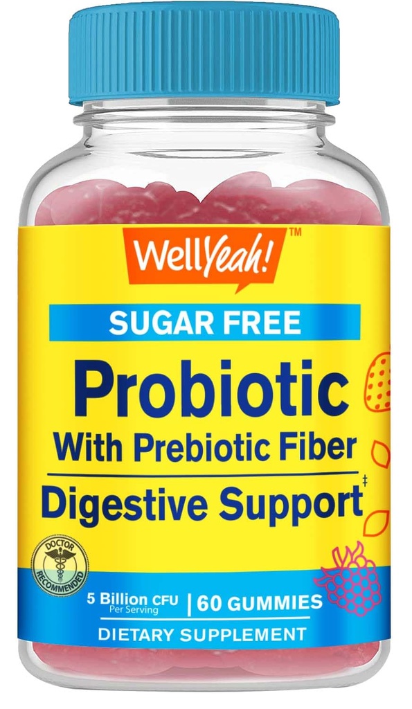 Sugar Free Probiotic with Prebiotic Gummies (5 Billion CFU) - Verdauungsunterstützung, Gut Health und Vaginalunterstützung - Shelf Stable Probiotic Gummy, Prebiotics and Probiotics for Women and Men - 60 Count