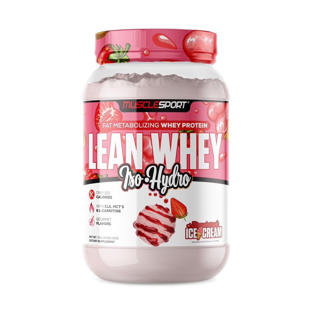 Musclesport Lean Whey RevolutionTM Protein Powder - Whey Protein Isolate - Low Calorie, Low Carb, Low Fat, Incredible Flavors - 25g Protein pro Scoop (2LB, Erdbeere)