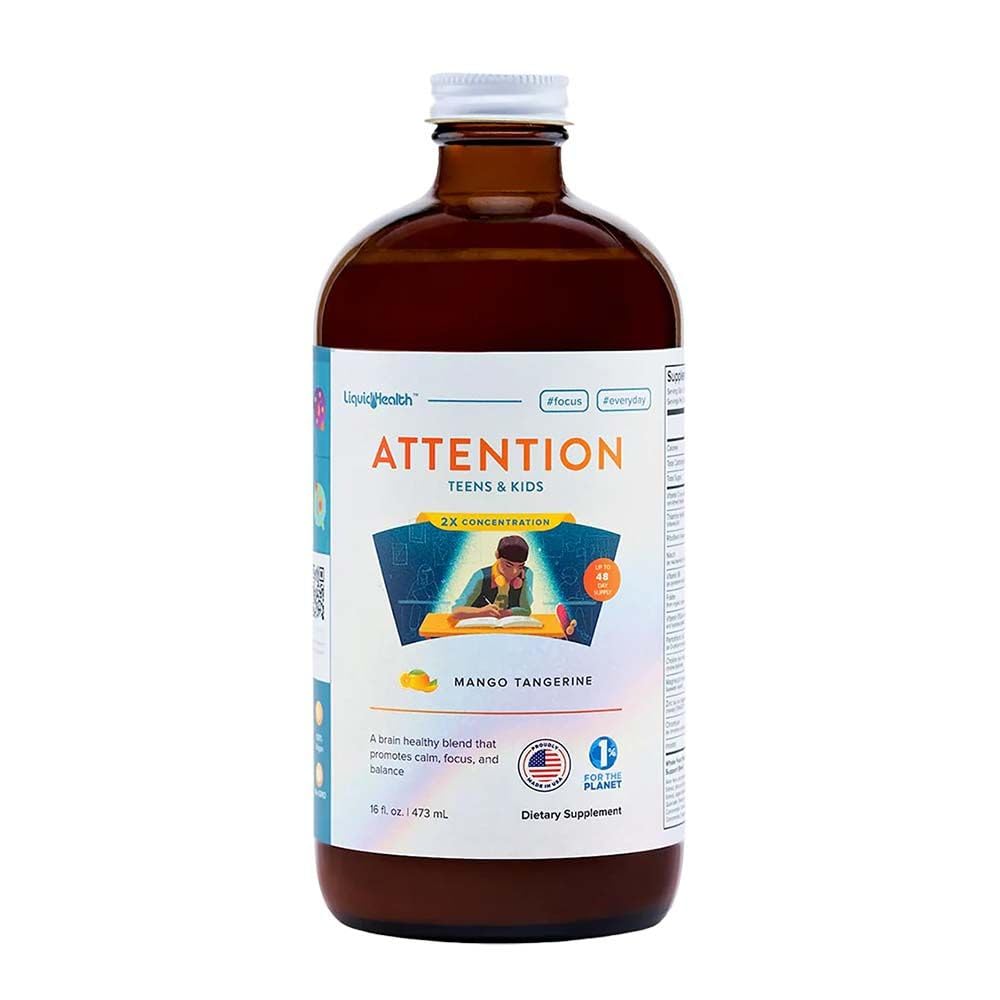 LIQUIDHEALTH Attention Liquid Multivitamin für Kinder & Jugendliche - Verbessert Gedächtnisretention, Konzentration, Fokus, Stimmung, Entspannung & Beruhigung - Made in USA, Great Taste, Vegan, Sugar-Free (16 oz)