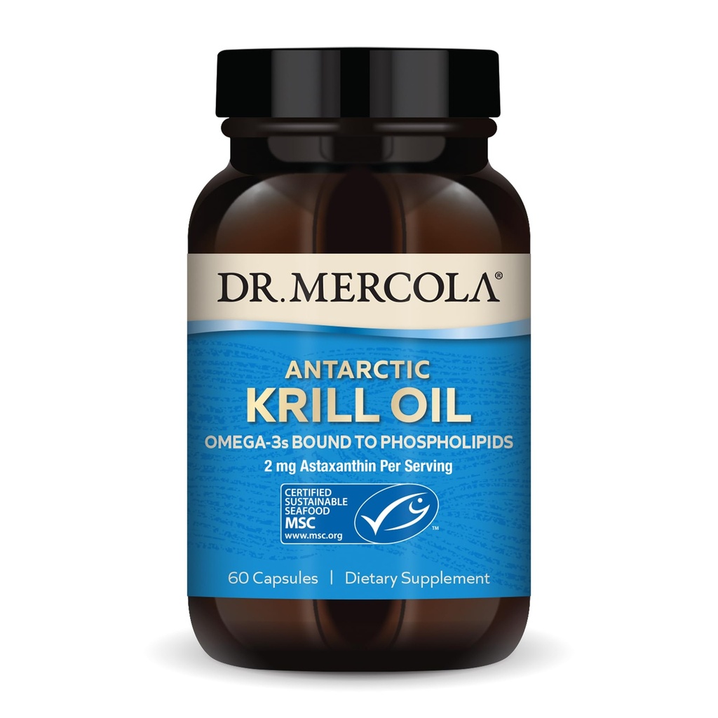 Dr. Mercola Antarktis Krill Oil - 1000 mg - Omega-3 Supplement mit EPA & DHA - Unterstützt Gehirn, Herz, Gelenk- & Immun-Gesundheit - GMO-frei, Glutenfrei & Soy-frei - 60 Kapseln (30 Portionen)