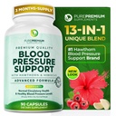 PurePremium Blutdruck-Ergänzungen mit Hawthorn Berry, Hibiscus, Knoblauch & Vitamin B12- Nitric Oxid-Ergänzung für normale Herzgesundheit, Zirkulation Gesundheit & Blutdruck-Unterstützung - 90ct