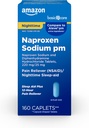 Basic Care All Night Pain Relief PM, Naproxen-Natrium, 220 mg/Diphenhydramin-Hydrochlorid, 25 mg Tabletten, Schmerzrelief/Nighttime Sleep-Aid, 160 Zähler