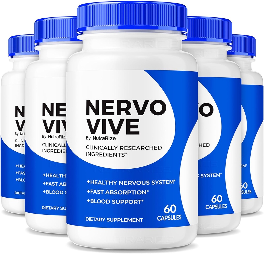 (Pack von 5) NervoVive – Original Nervo Vive Nerve Health Support Formula, Total Nerve Care mit natürlichen Inhaltsstoffen für Komfort & Signal Funktion | NervoVive24 Easy-to-Take Daily Pills (300 Kapseln)